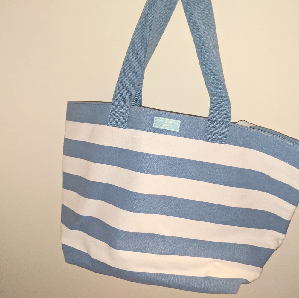 Large Dolce & Gabbana Bag, White and Blue Stripes